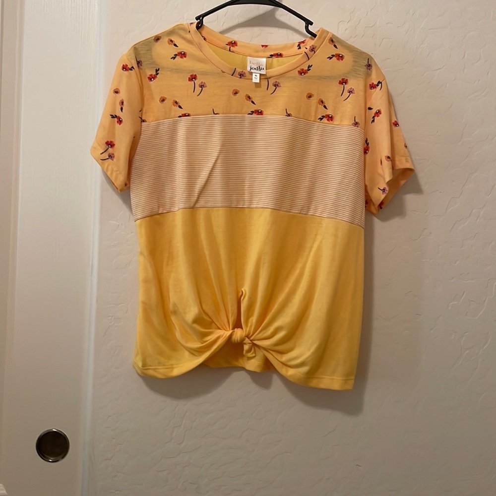 Yellow and pattern girls XL blouse